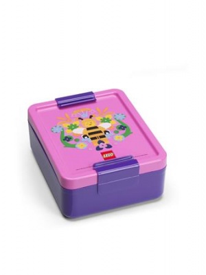 Uzsonnás doboz, LEGO "Bee", lila-rózsaszín-mintás