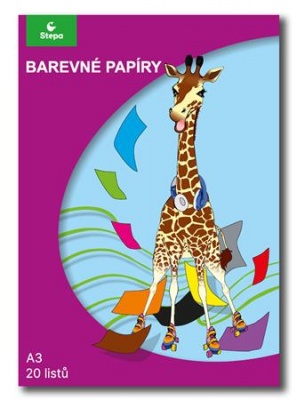 Színes papír,  A3, 80g, 10x2 lap  STEPA, vegyes színek