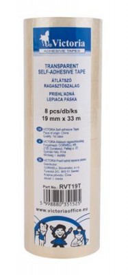 Ragasztószalag, 19 mm x 33 m, VICTORIA OFFICE, átlátszó, 8 tek/csom